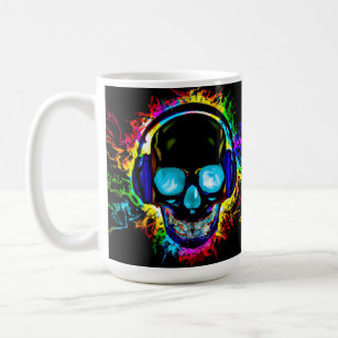 Abstrakt Music Skull Rock Colorful Electric Loud H Kaffeetasse