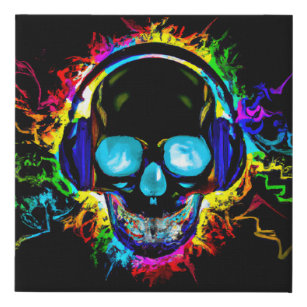 Abstrakt Music Skull Rock Colorful Electric Loud H Künstlicher Leinwanddruck