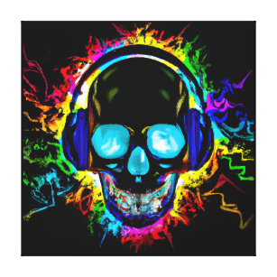 Abstrakt Music Skull Rock Colorful Electric Loud H Leinwanddruck