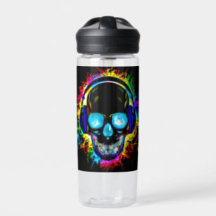Abstrakt Music Skull Rock Colorful Electric Loud H Trinkflasche
