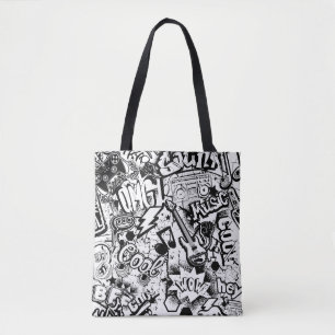 Abstrakt nahtlos schwarz-weiß Comics Graffiti