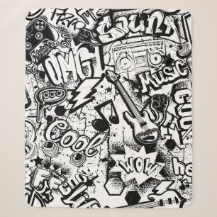 Abstrakt nahtlos schwarz-weiß Comics Graffiti Sherpadecke