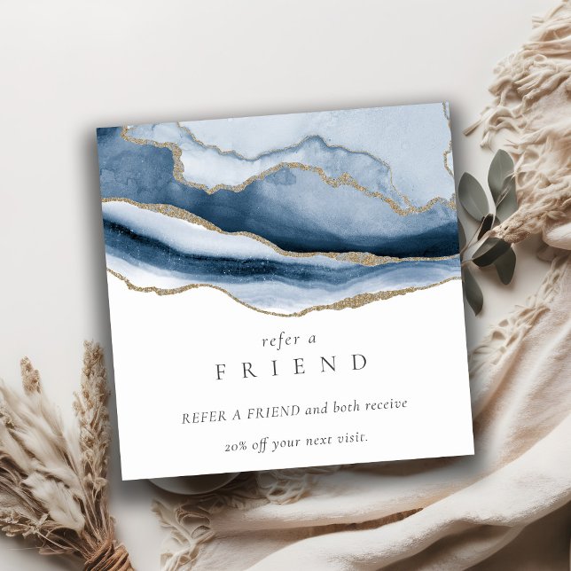 Abstrakt Navy Blue Agate Gold Ein Freund Quadratische Visitenkarte (Von Creator hochgeladen)