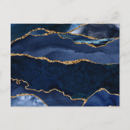 Abstrakt Navy Blue Agate Postkarte
