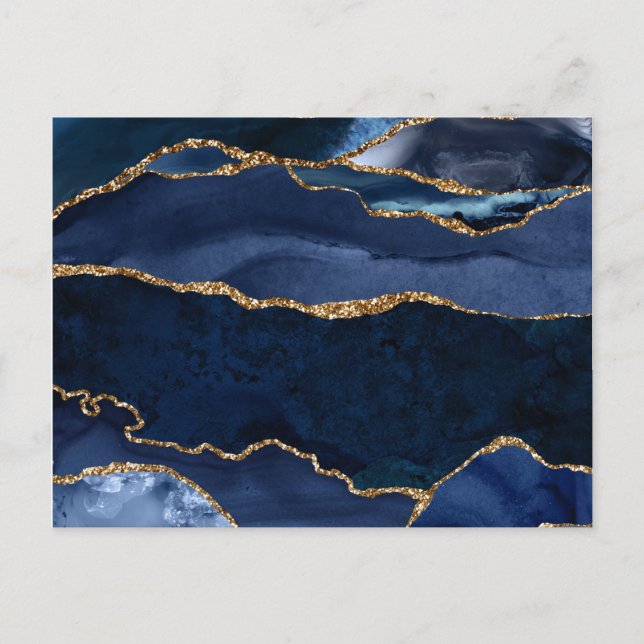 Abstrakt Navy Blue Agate Postkarte (Vorderseite)