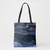 Abstrakt Navy Blue Agate Watercolor