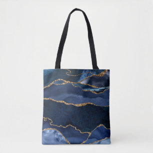 Abstrakt Navy Blue Agate Watercolor