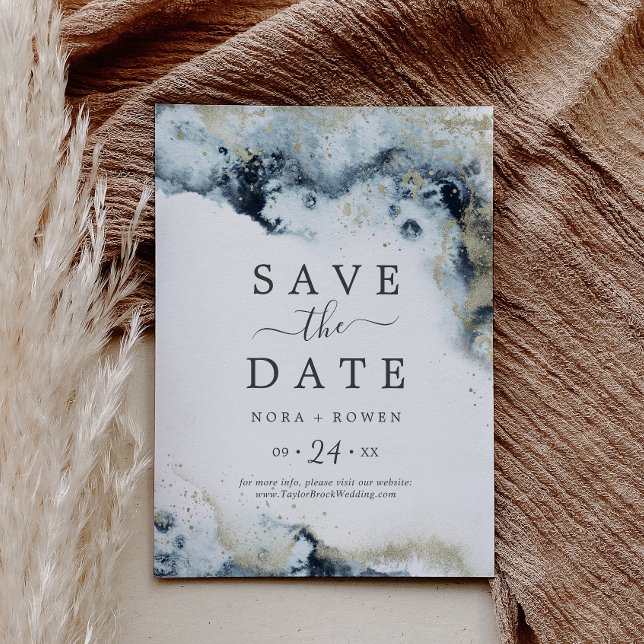Abstrakt Navy Celestial Save the Date Card (Von Creator hochgeladen)