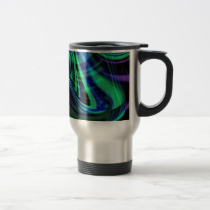 Abstrakt Neon Aqua N Blue Waves Reisebecher