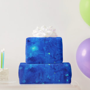 Abstrakt Neon Outer Space Blue Geschenkpapier