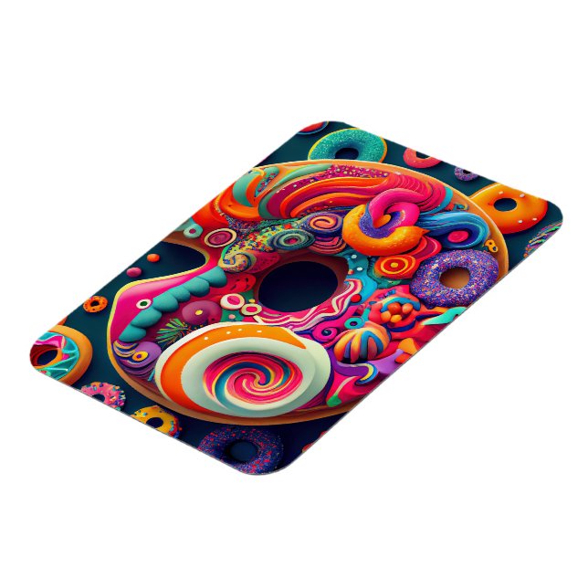 Abstrakt Neon Rainbow Donut Art Magnet (Linke Seite)