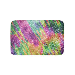 Abstrakt Neon Rainbow Funkelnd Glitzer Badematte