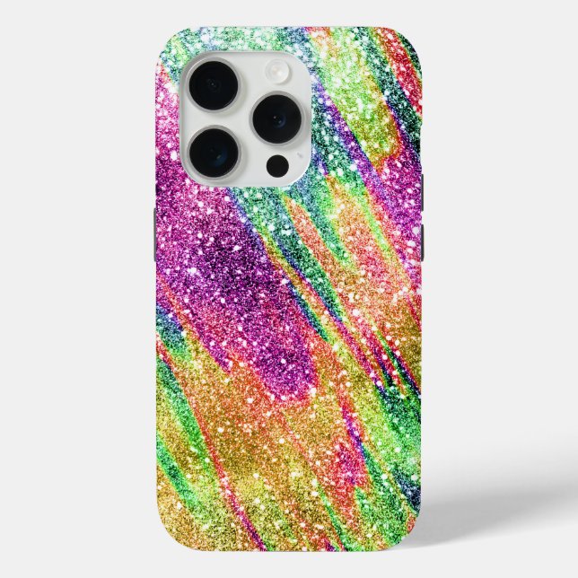 Abstrakt Neon Rainbow Funkelnd Glitzer Case-Mate iPhone Hülle (Rückseite)