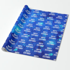 Abstrakt Neon Weltraum Geburtstag Geschenkpapier