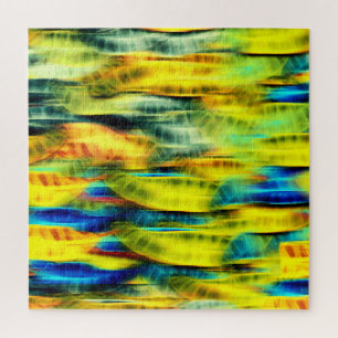 Abstrakt Neon Yellow Green Snake Pattern Puzzle