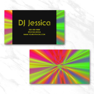 Abstrakt Night Club Neon Light Show Yellow DJ Visitenkarte