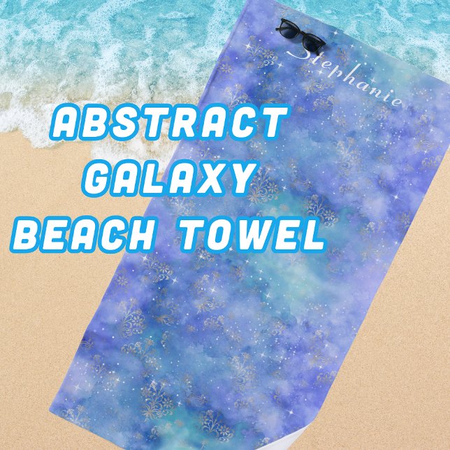 Abstrakt Night Sky Galaxy Aquamarin Lila Blue Strandtuch (Abstract Galaxy Night Sky Beach Towel)