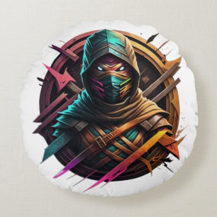 Abstrakt Ninja Warrior Rundes Kissen