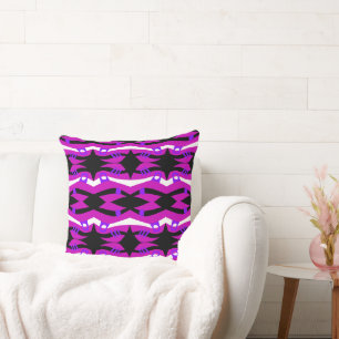 Abstrakt Noahs Ark Black Fuchsia Lila White Kissen
