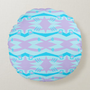Abstrakt Noahs Ark Blue Lilac Rundes Kissen