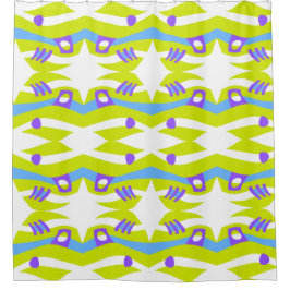 Abstrakt Noahs Ark Green Lila Blue Duschvorhang