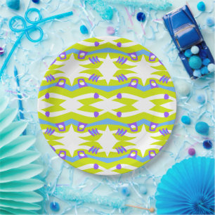 Abstrakt Noahs Ark Green Lila Blue Pappteller