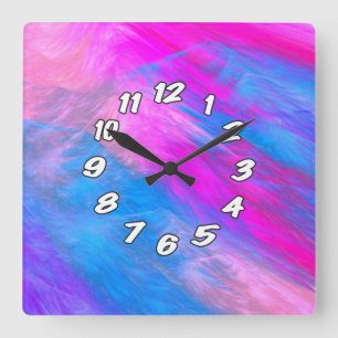 Abstrakt nummerierte Cotton Candy Quadratische Wanduhr