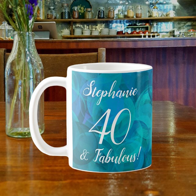 Abstrakt Ocean Blue Aquamarin 40 und fabelhafte Ge Kaffeetasse (Von Creator hochgeladen)