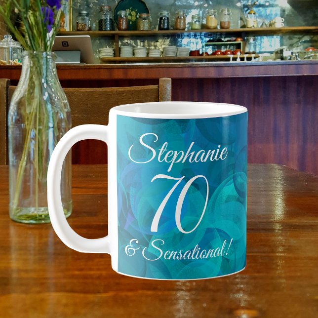 Abstrakt Ocean Blue Aquamarin 70 und Sensational Kaffeetasse (Von Creator hochgeladen)