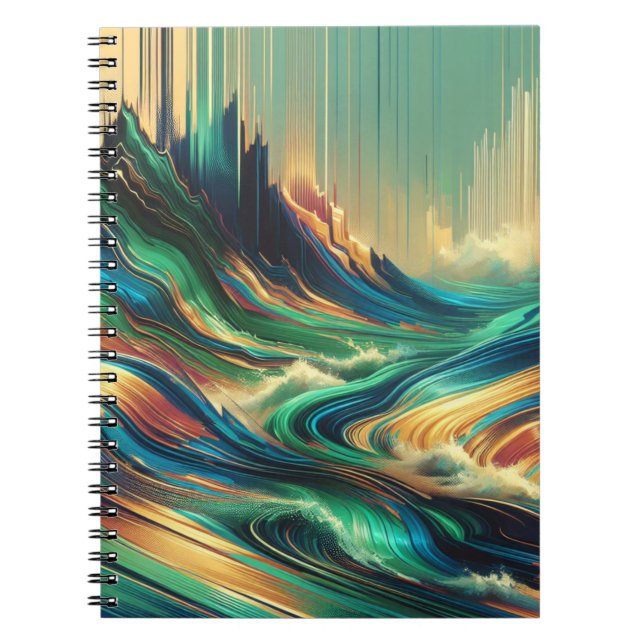Abstrakt Ocean Wave Landscape Notebook Notizblock (Vorderseite)