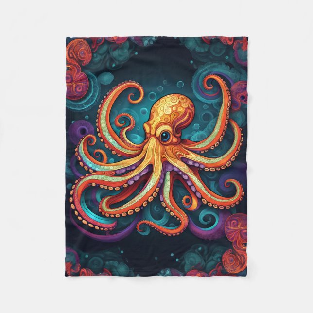 ABSTRAKT OCTOPUS BLANKET FLEECEDECKE (Vorderseite)