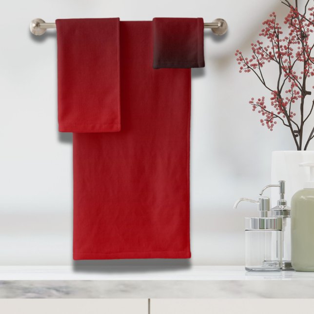 abstrakt Ombre, schwarz, rot, minimalistisch Badhandtuch Set (minimalist abstract marsala red burgundy maroon bath towel set)