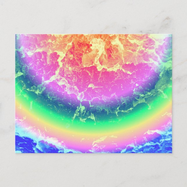 Abstrakt - On Fire with Psychedelic Rainbow Colors Postkarte (Vorderseite)