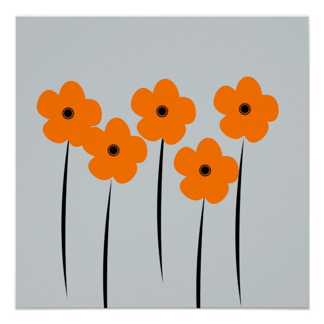 Abstrakt Orange Anemones Blume Poster (Vorderseite)