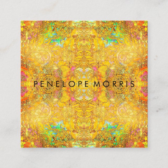 Abstrakt Orange Beauty Stylist Quadratische Visitenkarte (Vorderseite)