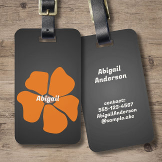 Abstrakt Orange Daisy Blume auf Dunkelheit Gepäckanhänger