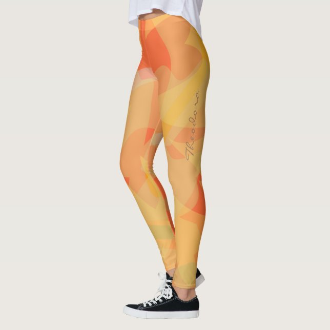 Abstrakt Orange Floral Leggings (Links)