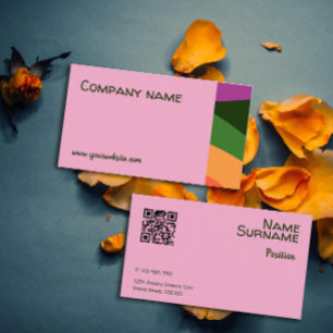 Abstrakt orange gelb grün pink QR Visitenkarte