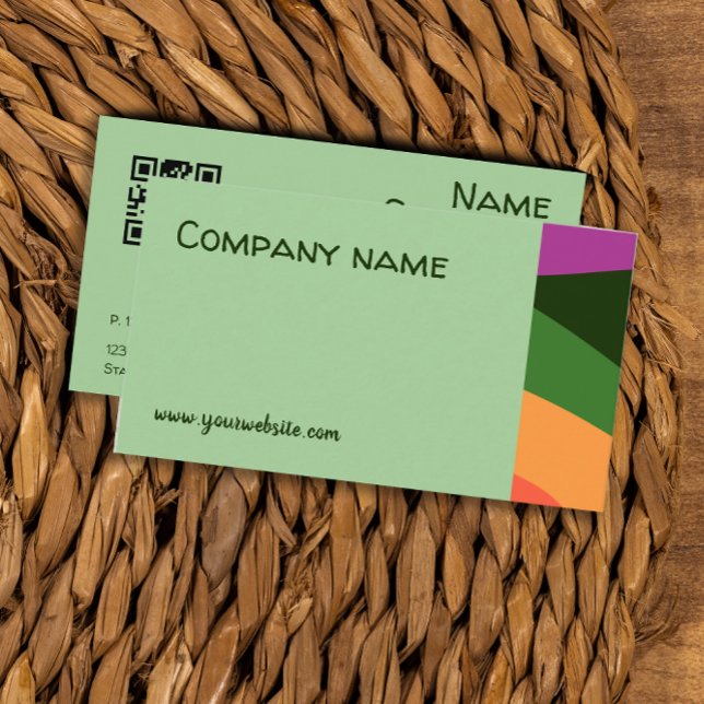 Abstrakt orange-gelb-rosa grüne QR-Visitenkarte Visitenkarte (Ideal for anyone in the beauty biz – hairstylists, makeup artists, consultants.)