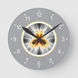 Abstrakt Orange Gray Fraktal Runde Wanduhr