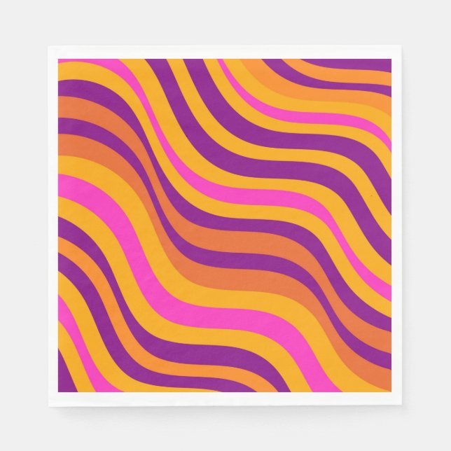 Abstrakt Orange Lila Wavy Strip Bold modern Serviette (Vorderseite)