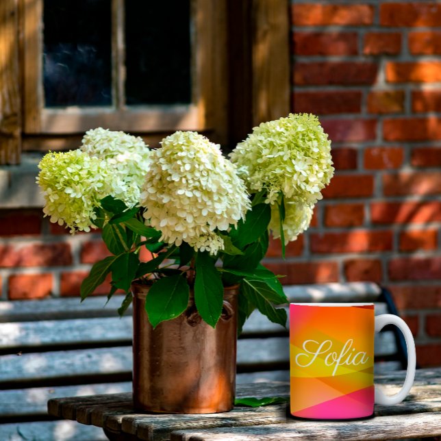 Abstrakt orange Magenta rosa geometrisch mit Namen Kaffeetasse (Von Creator hochgeladen)