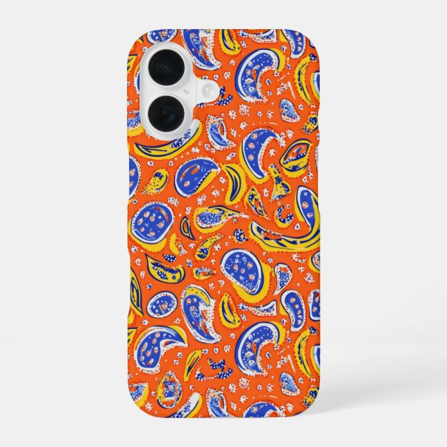 Abstrakt Orange Paisley Pattern iPhone 16 Hülle (Rückseite)