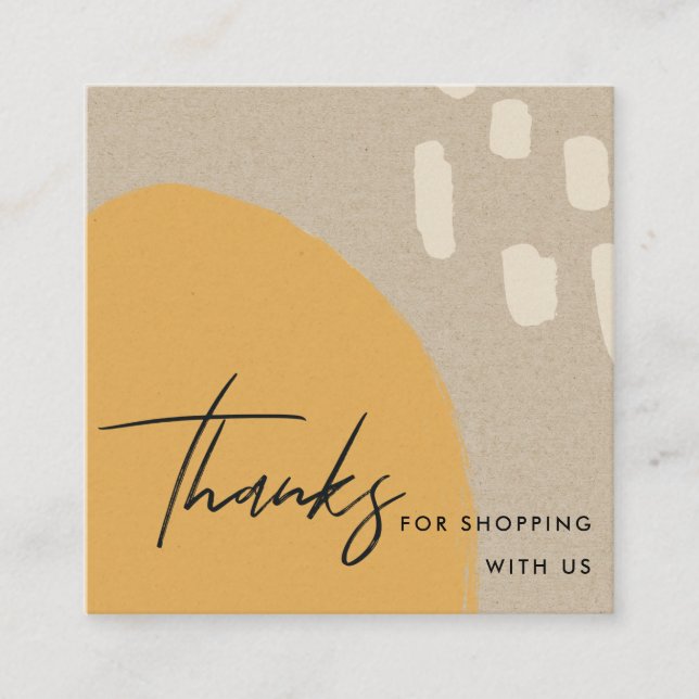 ABSTRAKT ORANGE RUST KRAFT SCANDI DANKEN DANK LOGI QUADRATISCHE VISITENKARTE (Vorderseite)