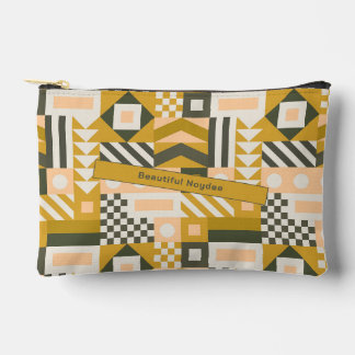 Abstrakt Orange und Pink Geometrisch Zubehörtasche