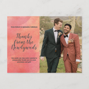 Abstrakt Orange Vielen Dank für Ihre Hochzeit Foto Postkarte