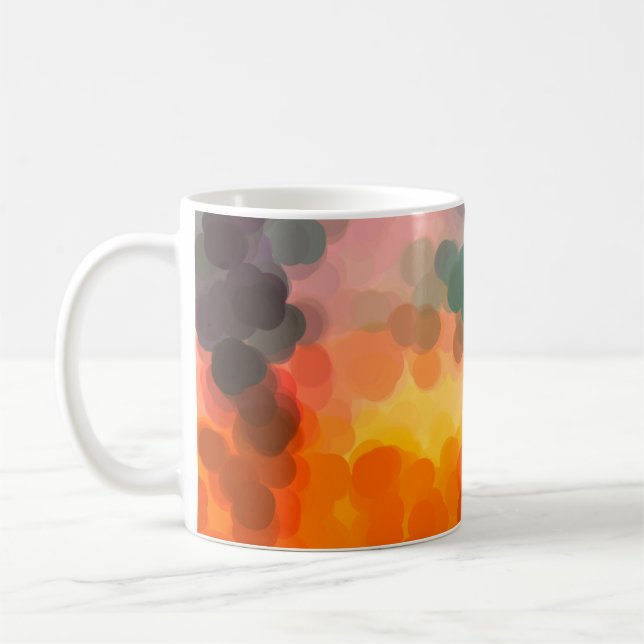 Abstrakt orangefarbener Hintergrund. Illustratio Kaffeetasse (Links)
