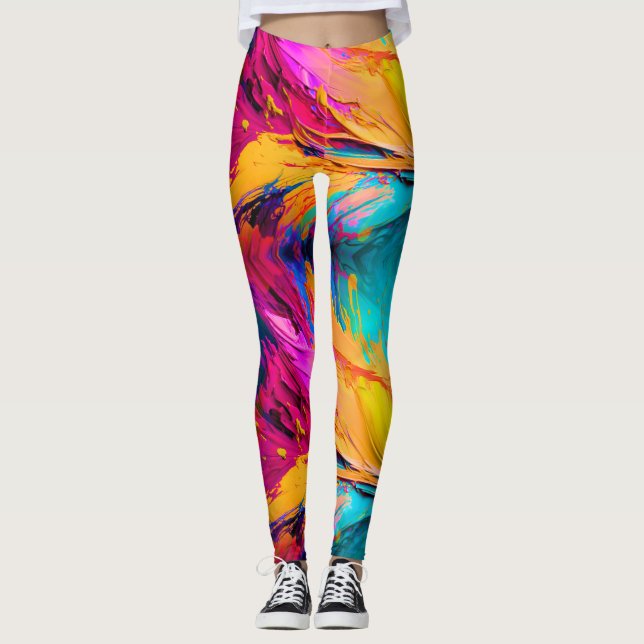 Abstrakt Paint Pop Fashion Leggings (Vorderseite)
