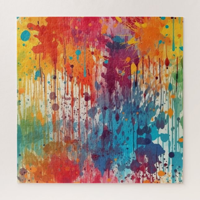 Abstrakt Paint Splats mehrfarbig Puzzle (Vertikal)