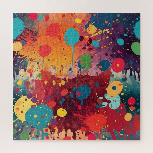 Abstrakt Paint Splats mehrfarbig Puzzle (Vertikal)